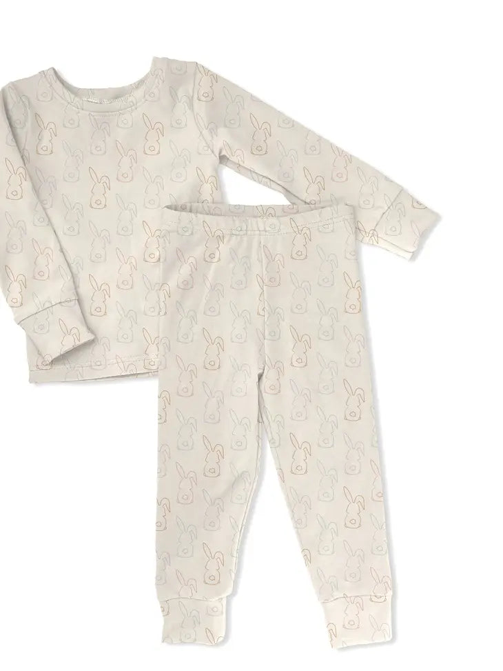 Pastel Bunny Bamboo Toddler 2-Piece Pajamas